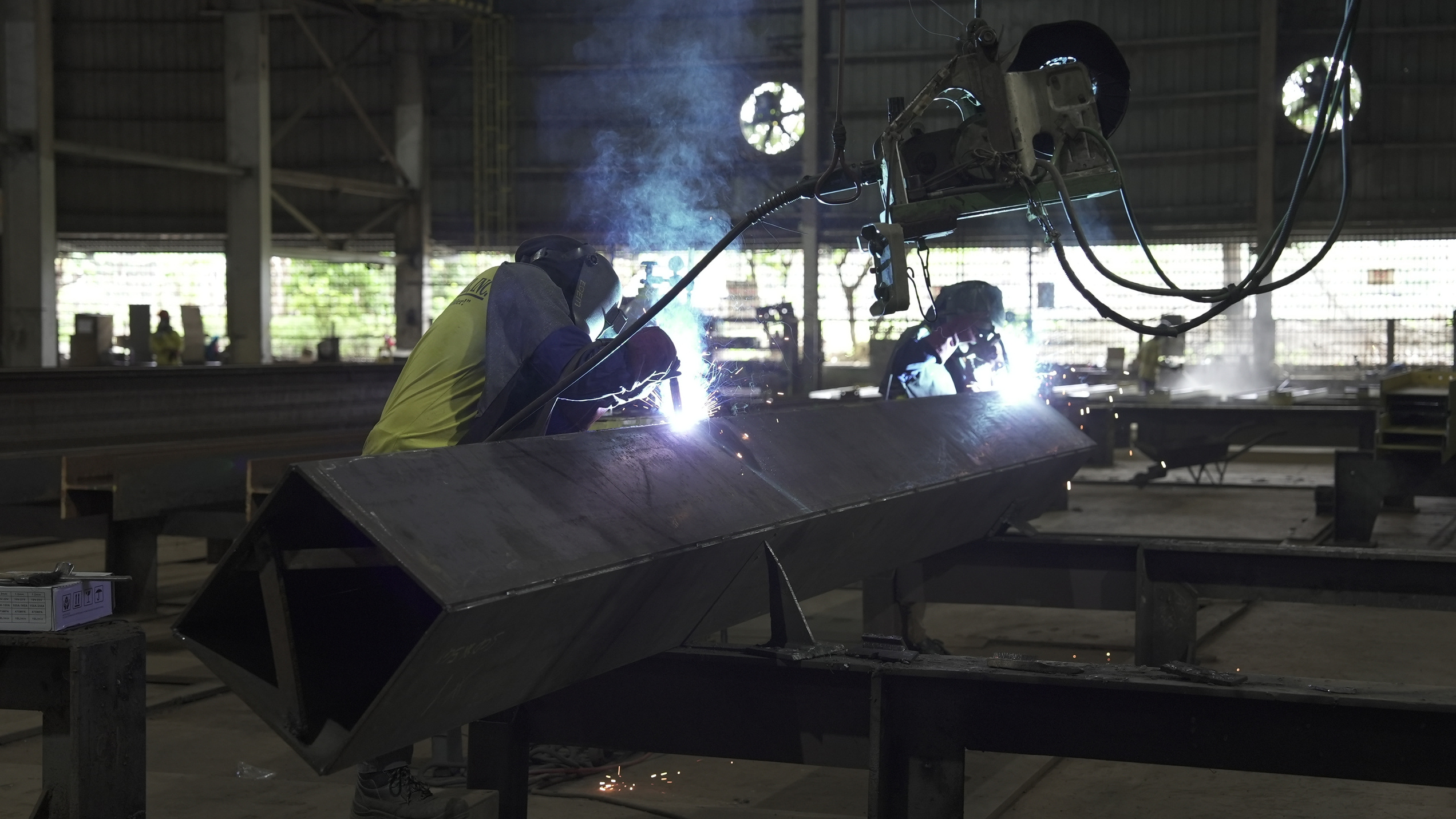 Steel welding in the L.T. Steel fabrication shop